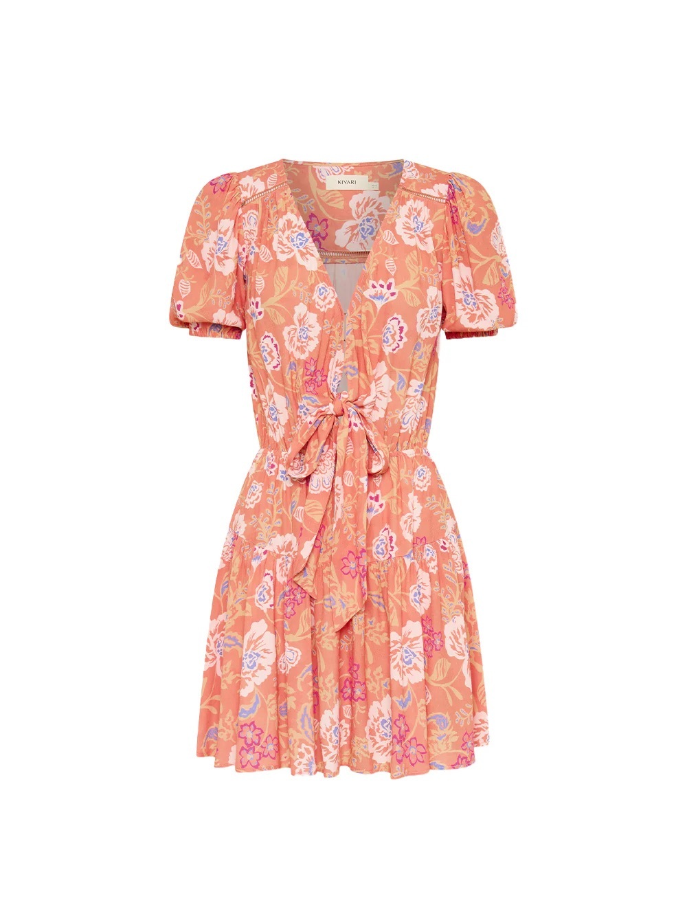 Kivari Rosa Tie Front Floral Mini Dress AU12/US8